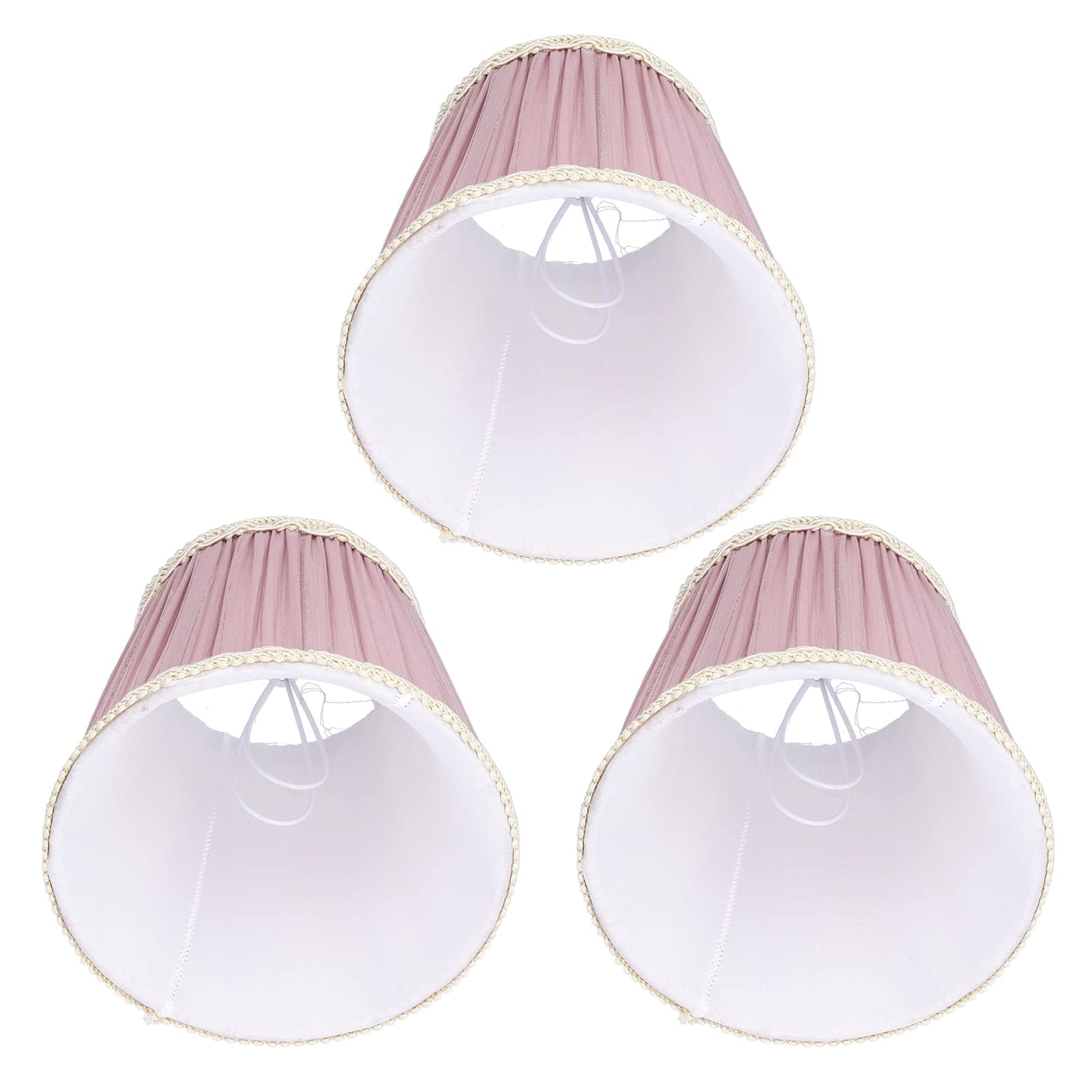 Cyrank Fabric Small Lamp Shades, Set of 3 Clip on Bulb Pleat Lampshade Ceiling Light Shade Pendant Light Shade Bedroom Light Shades Modern Lampshade for Table Lamps(Purple)