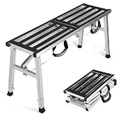 Folding Work Platform 400 Lbs, Height Adjustment 19-27"(H), Portable Steel Step Ladder Stool, Perfect for RV Cleaning, Home Painting and Reaching High Places