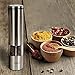 Electric Salt and Pepper Grinder Set with LED Light, Battery Powered, Adjustable Ceramic Coarseness, Stainless Steel Pepper Mill, Pack of 2 by Vina