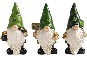 flangairy St Patricks Day Figurines Gnomes Decorations for Home Table Centerpiece Desk Top Mantle Irish Shamrock March Decor Resin Mini Leprechaun Doll Statue Set