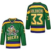 D-5 Men Mighty Ducks Jersey #33 Goldberg #66 Bombay #96 Conway #99 Banks Jersey,Movie Ice Hockey Jersey for Men S-XXXL