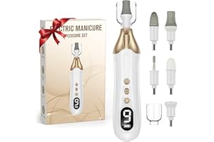 Cpulnox Electric Nail Drill Kit, Electric Nail File, Manicure Kit with Display Screen, 9-Speed Pedicure Kit, Nail Buffer, Nail Filer for Natural Nails, Nail Kit for Beginners with Everything -M1