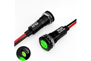 FILN 2PCS 12mm (1/2") Green LED indicator Light Waterproof Metal Signal Lamp 110V 120V 125V IP67 Pilot Dash Head for Equipment Light (110v-black shell Green 2PCS)