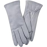 Hanotolo Leather Gloves for Women,Lambskin Premium Wool Lined for Winter, Water-Resistant Driving Gloves