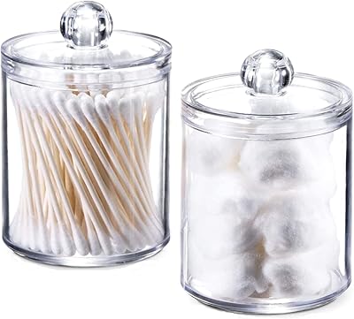 Hwtcjx Cotton Pad Holder Dispenser 2 Pack with Lids PS Material Bathroom
