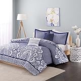Intelligent Design - Isabella -All Seasons Comforter Set -5 Piece - Blue - Printed Pattern - Full/Queen Size - Includes 1 Comforter, 2 Shams, 2 Decorative Pillows - Ideal For Guest Room