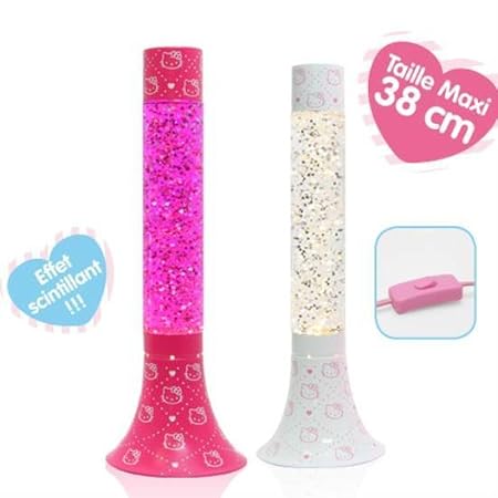 Hello Kitty Glitterlampe Lavalampe Nachttischlampe Tischlampe Kinderlampe (Rosa)