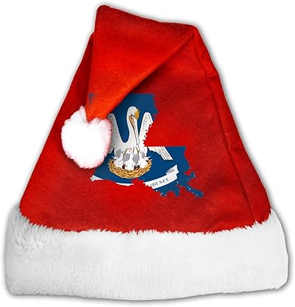 WGYWE - Gorro de Navidad con bandera del Estado de Luisiana, Rojo