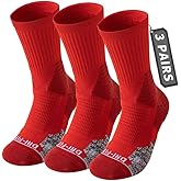 Anfuhug Compression Running Socks 3-Pack for Men, Cushioned Crew Anti-Blister & Moisture Wicking for Basketball Hiking socks