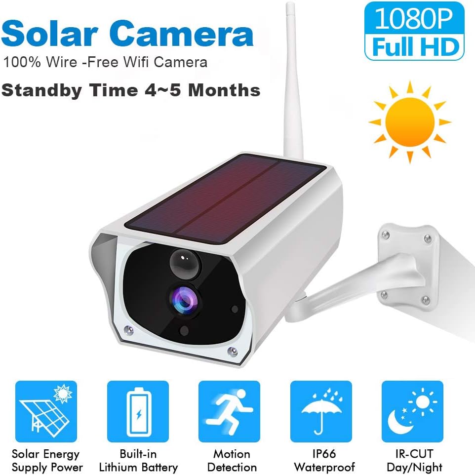 WMWHALE Solar Security Camera 1080P 4G Outdoor Camera PIR Motion Detection WiFi Sim Card IP66 Waterproof Two-Way Audio Wireless IP Security Camera