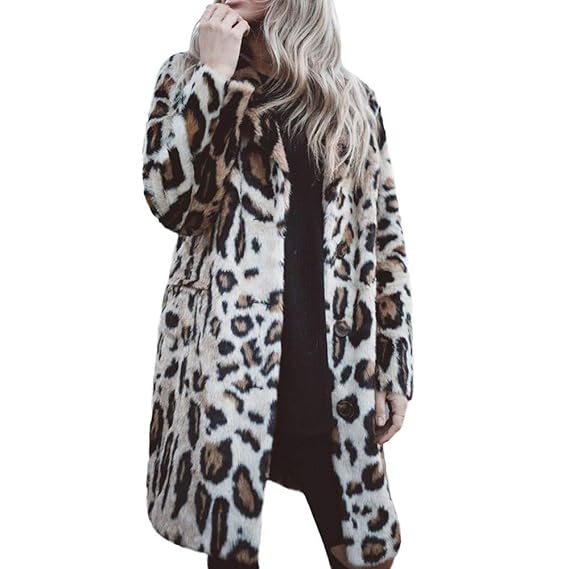 Damen Winterjacke Frauen Herbst Winter Wesentlich Damen Wollmantel Jacke Langarm Leopard Print Pullover Fleecejacke Sweatjack