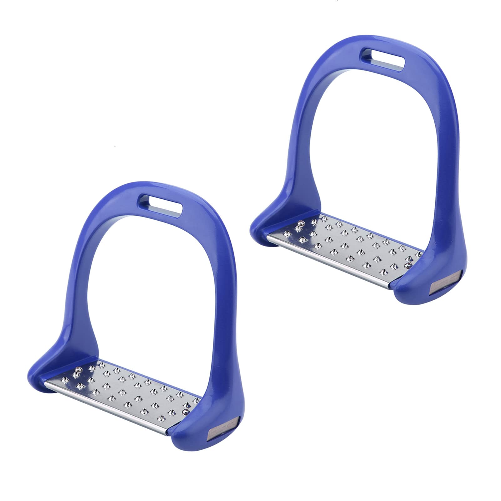 Pssopp Flexible Safety Stirrups Horse Riding Safety Stirrups Irons Stainless Horse Riding Stirrup Stainless Steel Non-Slip Pad Equestrian Aluminum Saddle With Painting (Blue)