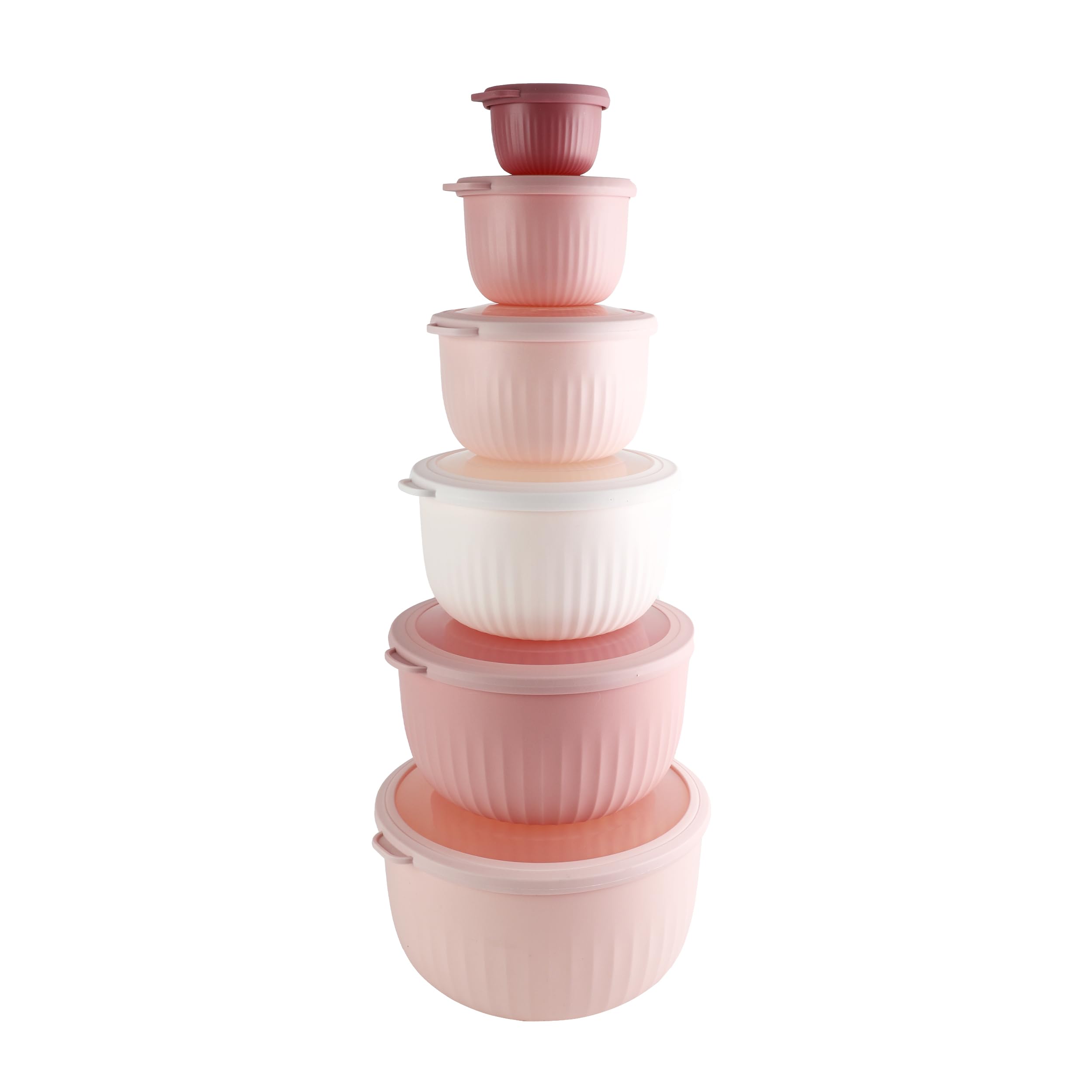 Photo 1 of COOK WITH COLOR Prep Bowls with Lids- Wide and Deep Nesting Plastic Small Mixing Bowl Set with Lids, 12 Piece Set - Deep Bowls, Pink