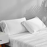 ACCURATEX Cooling Pillow Cases King Size Set of 2,Rayon Derived from Bamboo Pillowcases, Soft Breathable Pillow Case with Envelop Closure, Silky Pillowcase for Hair and Skin, White,20x40 inches