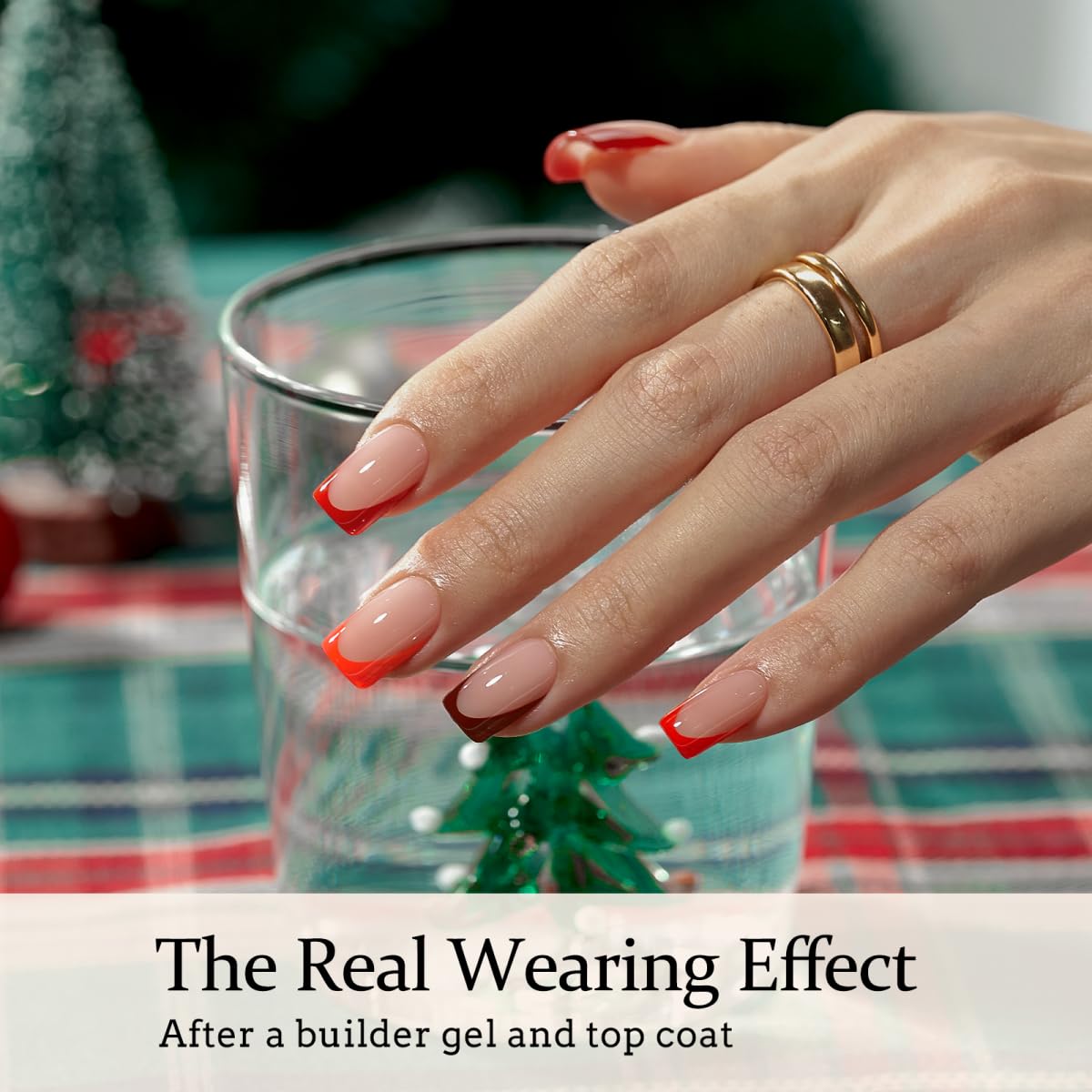 BTArtboxnails XCOATTIPS French Tip Press on Nails - Red Press On Nails Short, Square Fake Nails, 160Pcs Soak Off Soft Gel Acrylic Nail Extension in 16 Sizes - Image 3