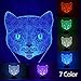 3D LED Night Lamp, Night Lighting, Optical Illusion Visual Lamp, 7 Colors Change, Touch Button, Decor Lamp, Bedside Lamp, Creative Lamp, Kids Gifts (Cat)