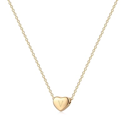 Buy Tiny Gold Initial Heart Necklace 