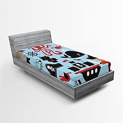 Ambesonne Pirate 2 Pack Fitted Sheet, Cartoon
