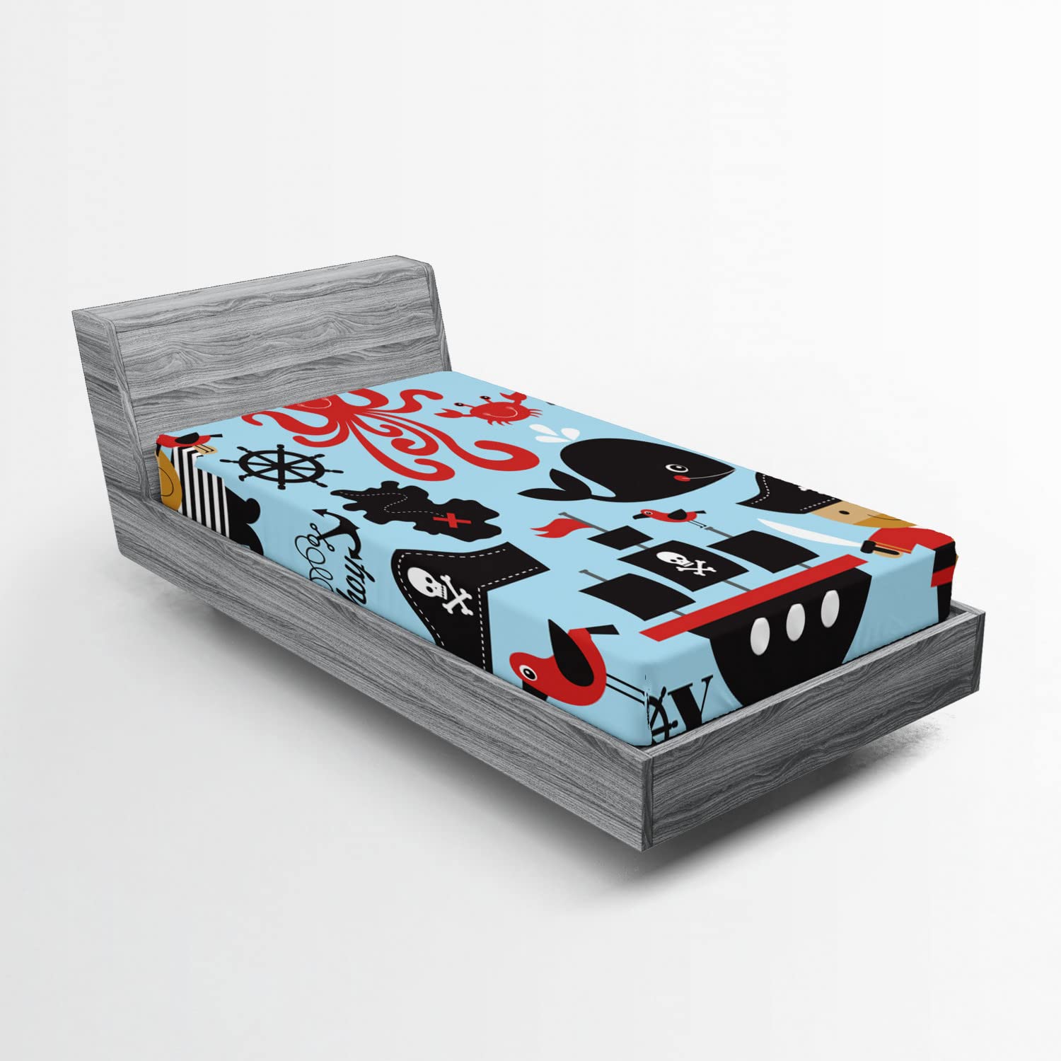 Ambesonne Pirate 2 Pack Fitted Sheet, Cartoon