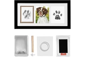Xylitic Dog Paw Print Kit Keepsake, Pet Paw Print Impression Kit with No Toxic Clay and No Mess Ink Pad, Wood Dog Memorial Picture Frame, Dog Memorial Gifts for Dog Lovers