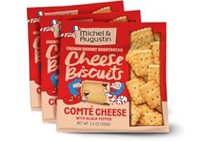MICHEL & AUGUSTIN Michel et Augustin Gourmet Crackers, Comté Cheese Biscuits with Black Pepper, Savory Party Crackers, French Snacks, 3-Pack, 3.5 oz. Bags