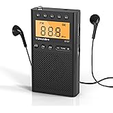 TOMASHI Portable Radio, Small Radio with Loud Speaker, Headphone Jack, LCD Screen, Battery Powered