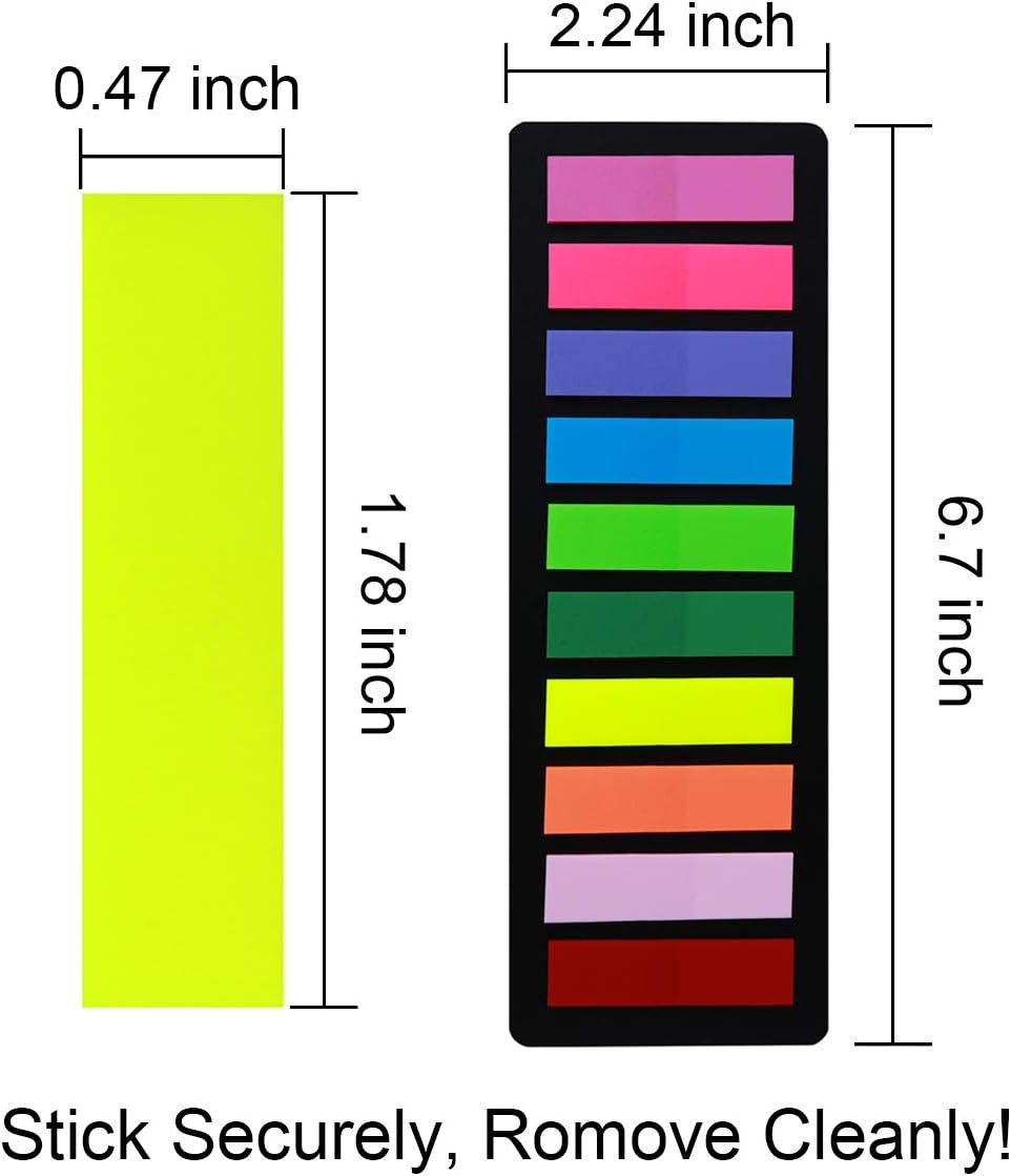 Page Markers Sticky Index Tabs, Arrow Flag Tabs Colored Sticky Notes for Page Marker Bookmarks [10 Primary Colors, 600 Pieces] Sticks Securely, Removes Cleanly : Office Products