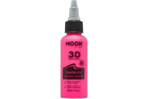 Moon Glow - Neon UV 3D Fabric Paint - 1.01fl oz - Intense Pink - Textile Paint for Clothes, t-Shirts, Bags, Shoes & Canvas