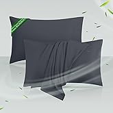 Cooling Pillowcases Queen Size Set of 2, Viscose Derived from Bamboo for Hot Sleepers, Soft & Silky Pillow Covers with Envelope Closure (Dark Grey, 2 Pack, 20x30 inches)