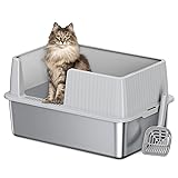 Denkee Stainless Steel Litter Box with Lid, Extra