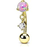 Agrewd Vintage Rook Earrings Dangle 16G Pink Opal Eyebrow Rook Rings Stainless Steel Rook Eyeborw Piercing Jewelry