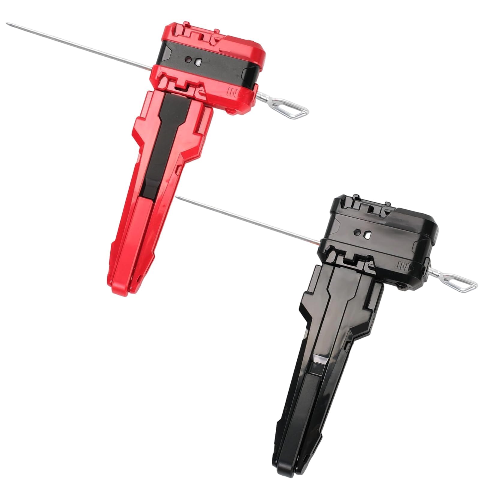 QiiWuic 2 Stück Launcher, Dual Premium Spinning Top Launchers with Enhanced Grip Design, Combat gyro accessories for children and competitive players（Black, Red, 20cm x 25.5cm）