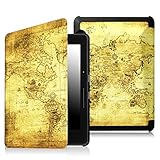 Fintie Case for Kindle Voyage - [The Thinnest and Lightest] Protective PU Leather Slim Shell Cover with Auto Sleep / Wake for Amazon Kindle Voyage (2014), Ancient Map