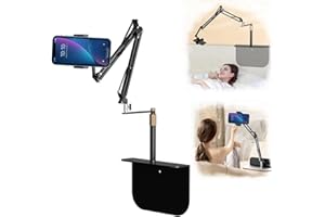 GXXZDN Phone Holder Stand for Bed Desk, Hidden Cell Phone Holder for Bed Laying Down, Flexible Carbon Steel Arm Adjustable Bedside Phone Holder for Bed,Sofa and Desk,for All 4.92-8.85'' Smartphones