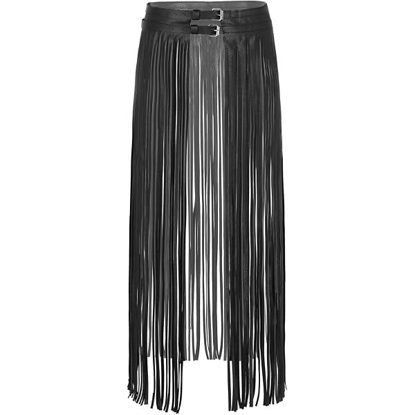 YiZYiF Women Long Fringe Tassel Skirt Belt Punk Cool Faux  display picture 1