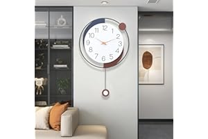 Wall Clock,Decorative Wall Clocks with Pendulum,Silent Quality Quartz Wall Clock Battery Operated,Large Wall Clock for Living