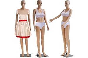 BLKMTY Female Mannequin Full Body Dress Form Sewing Dress Model Stand Adjustable Dress Mannequin 69" Realistic Detachable Manikin Body Display Head Rotation Manikin Torso Stand w/ Metal Base