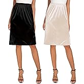 Ellames Women's 2 Pieces Half Slips for Under Dresses Satin Long Underskirt Half Slip Shirt Skirt Extender