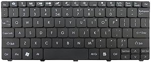 New Laptop Replacement Keyboard for Acer Aspire One 521 522 532H AO532H AO521 AO522 AO533 533 D255 D255E D260 NAV50 series US Layout NSK-AS01D 9Z.N3K82.01D KB.I100A.086 Black 532H