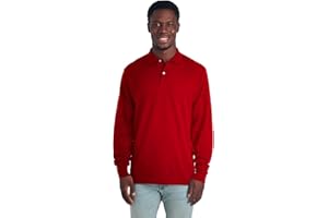 Jerzees Men's Long Sleeve Polo Shirts, Cotton Blend, Two Button Closure, Regular Fit, Sizes S-2x