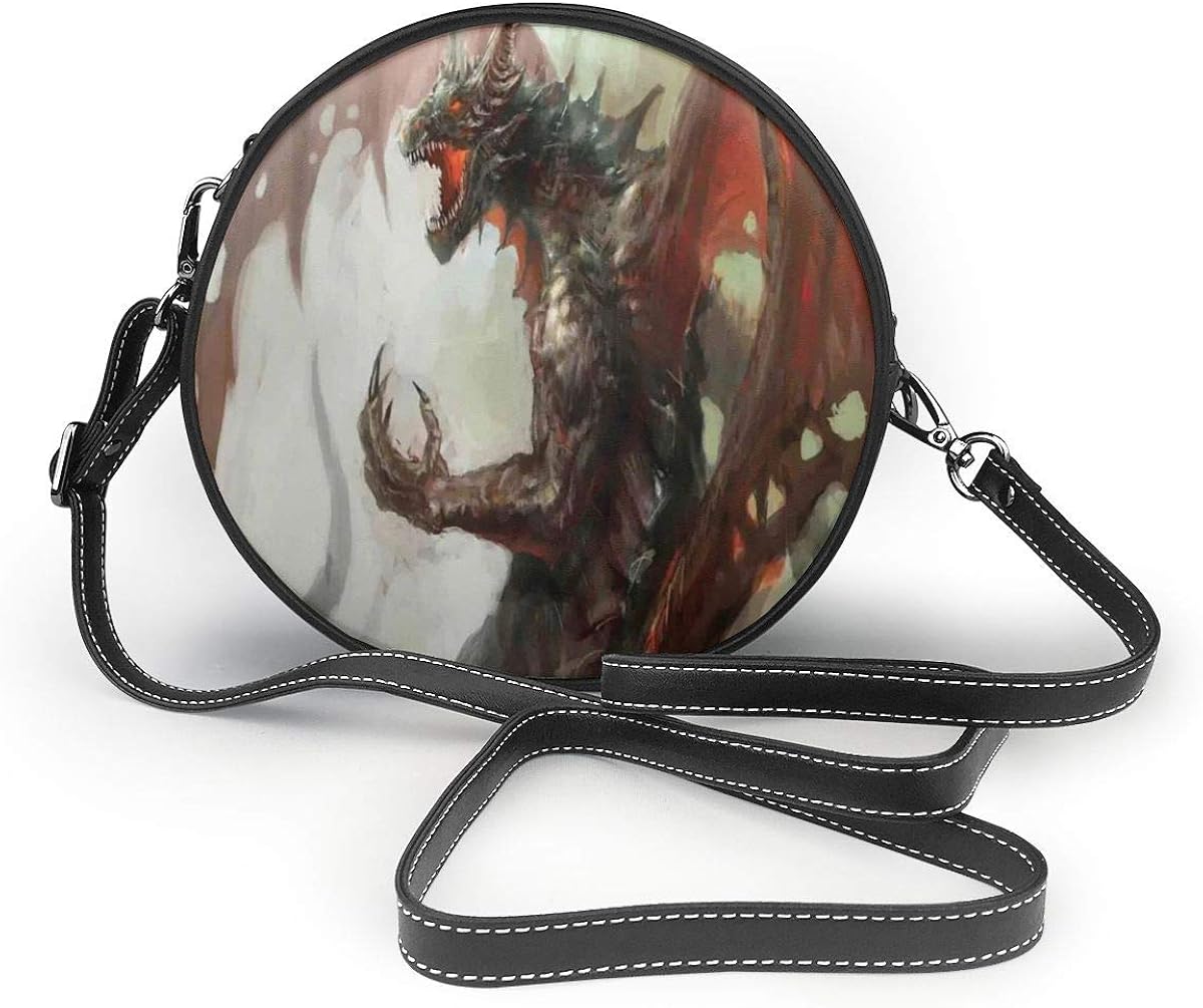 Ghhpws Medieval Mythological Legendary Dragon Round Crossbody Bag
