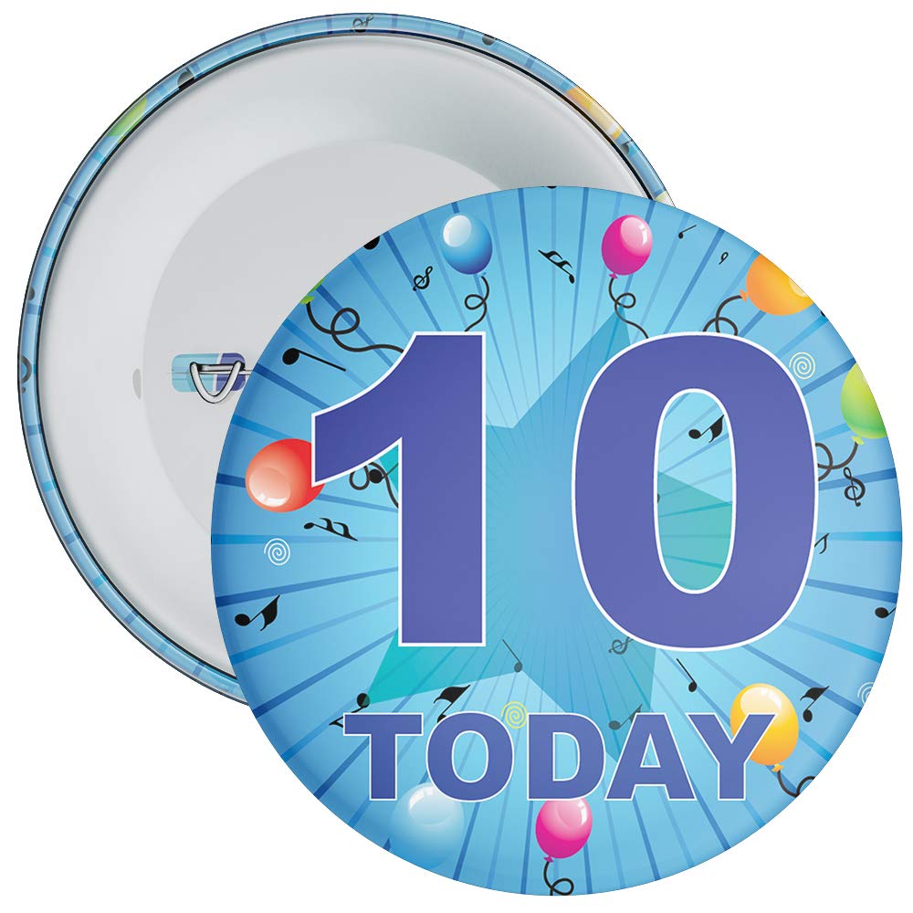 Blue 10th Birthday Badge in a choice of sizes (59mm)