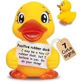 Positive Emotional Support Rubber Duck &ndash; Uplifting Birthday Gift, Cute Motivational Desk Decor with Encouragement Cards for Friends, Coworkers,Graduation,Valentine's Day, (Yellow)