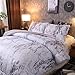 NTBED Marble Comforter Set Queen with 2 Matching Pillow Covers Lightweight Printed Quilted Microfiber Bedding Sets