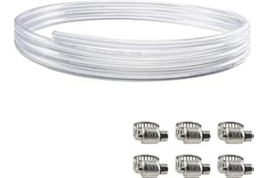 HGKEKE 10 Feet - 3/16" ID 7/16" OD Beer Line Vinyl Tubing Keg Beer Line Replacement Kit with 6 Pcs Hose Clamps, Food Grade Hose for Kegerator, D Coupler, Draft Beer Tower Beer Dispensing