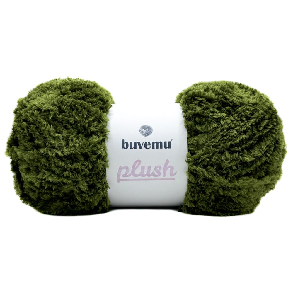 Plush Faux Fur Bulky Yarn, Super Soft Fluffy Fuzzy for Knitting Crocheting Crafting, 100 Gram (3.53 Ounces) 109 Yards (100 Meters) (Olive Green)