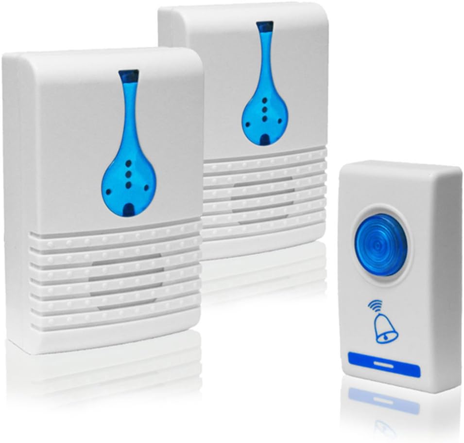 Battery Operated Wireless Doorbell Door Chime with 1 Push Button and 2