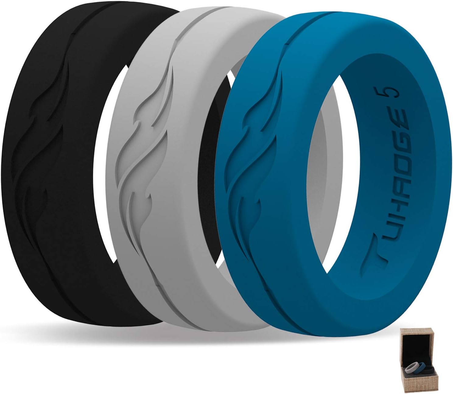 Tuhaoge Women's Silicone Wedding Ring Silicone Rubber Wedding Bands Representing The Pattern of Independent Freedom and Dreams, Promise Your Favorite Silicone Ring