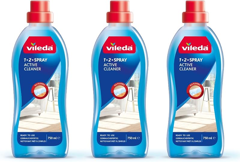 Vileda 1-2 Spray Active Cleaner 750ml Pack of 3 Streak Free
