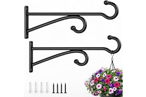 8 Inch 2 Pack Plant Hooks for Wall, Heavy Duty Plant Hangers Outdoor, 35lb Capacity Iron Plant Hanger Bracket for Hanging Bir